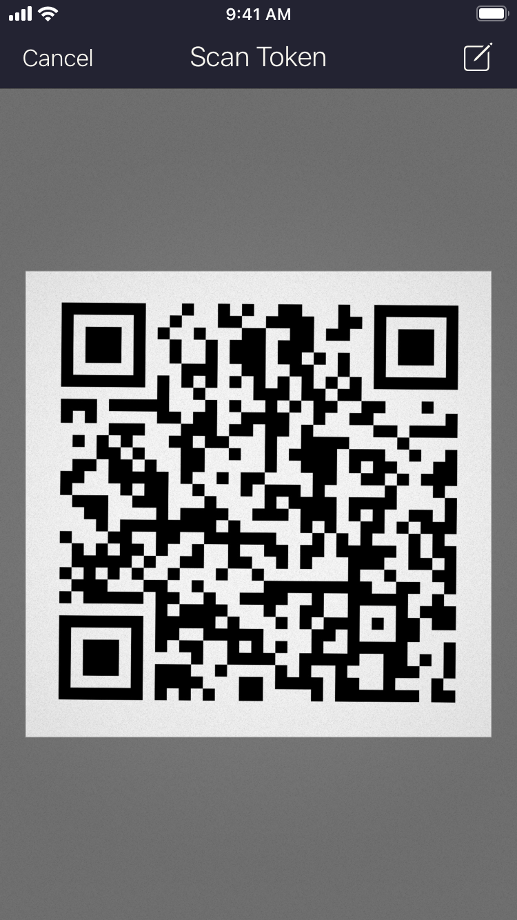 Screenshot of the Authenticator QR Code scanner